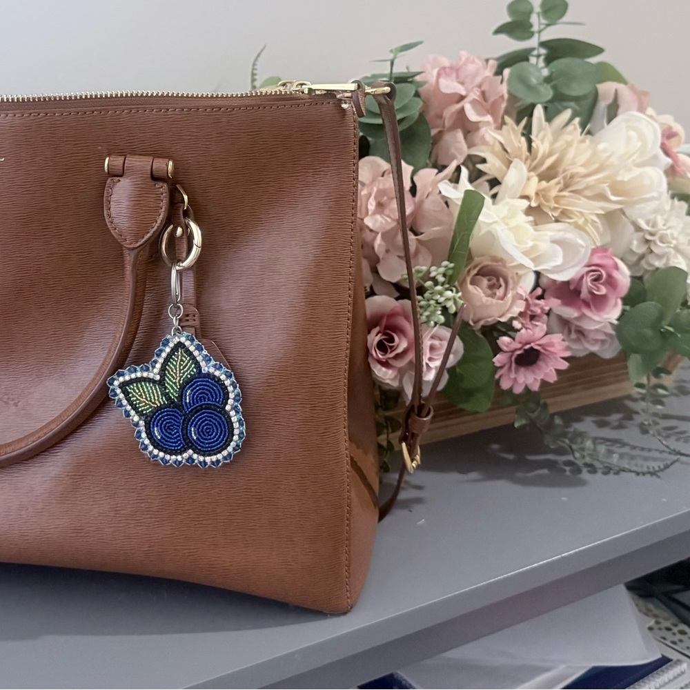 Handmade Blueberry beadwork keychain